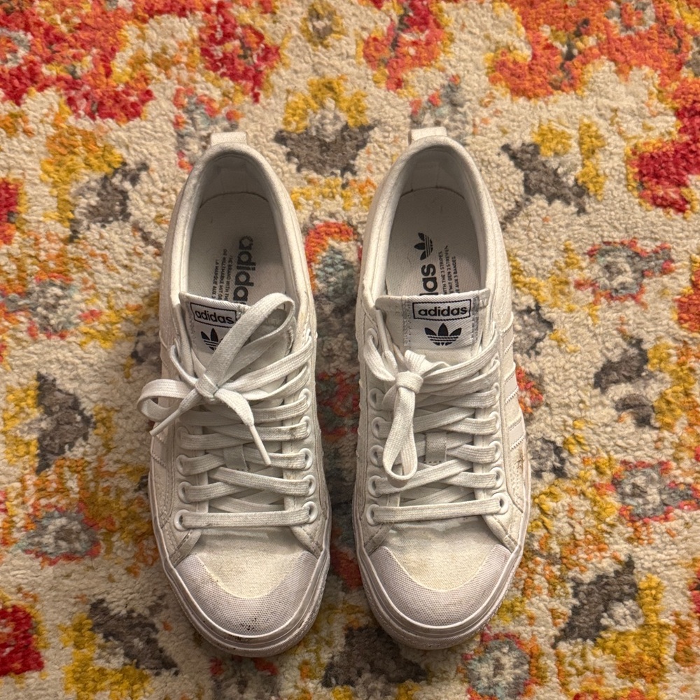 Adidas White Nizza Platform Sneakers